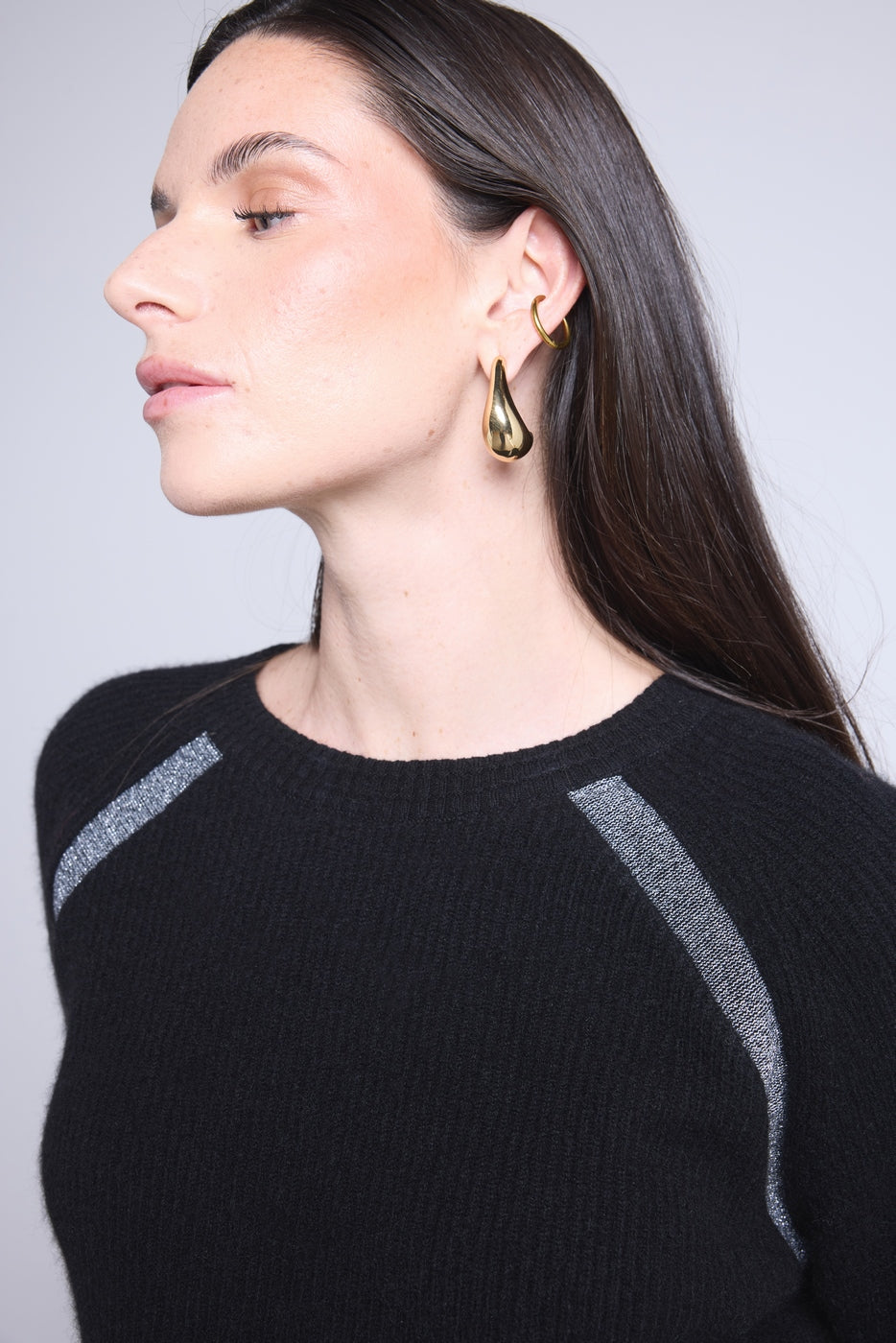 Raglantrui Lurex Coralie - Zwart En Zilver Lurex - Dames - 100% Kasjmier