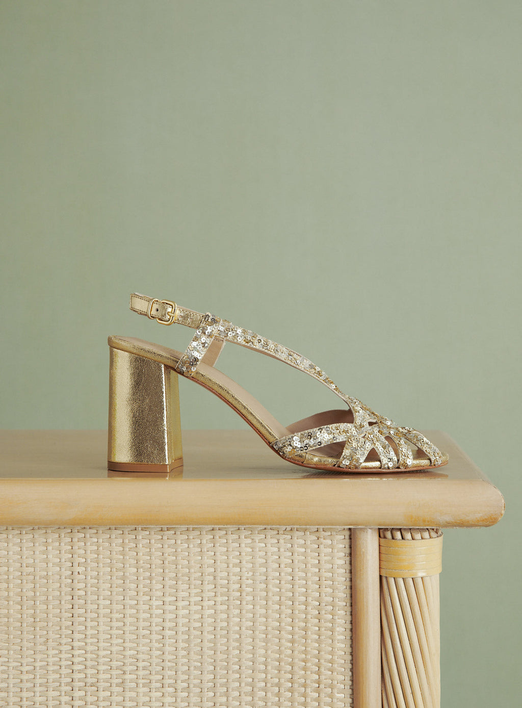 Sandalias con corona de lentejuelas - Oro/Plata