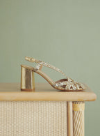 Sandalias con corona de lentejuelas - Oro/Plata