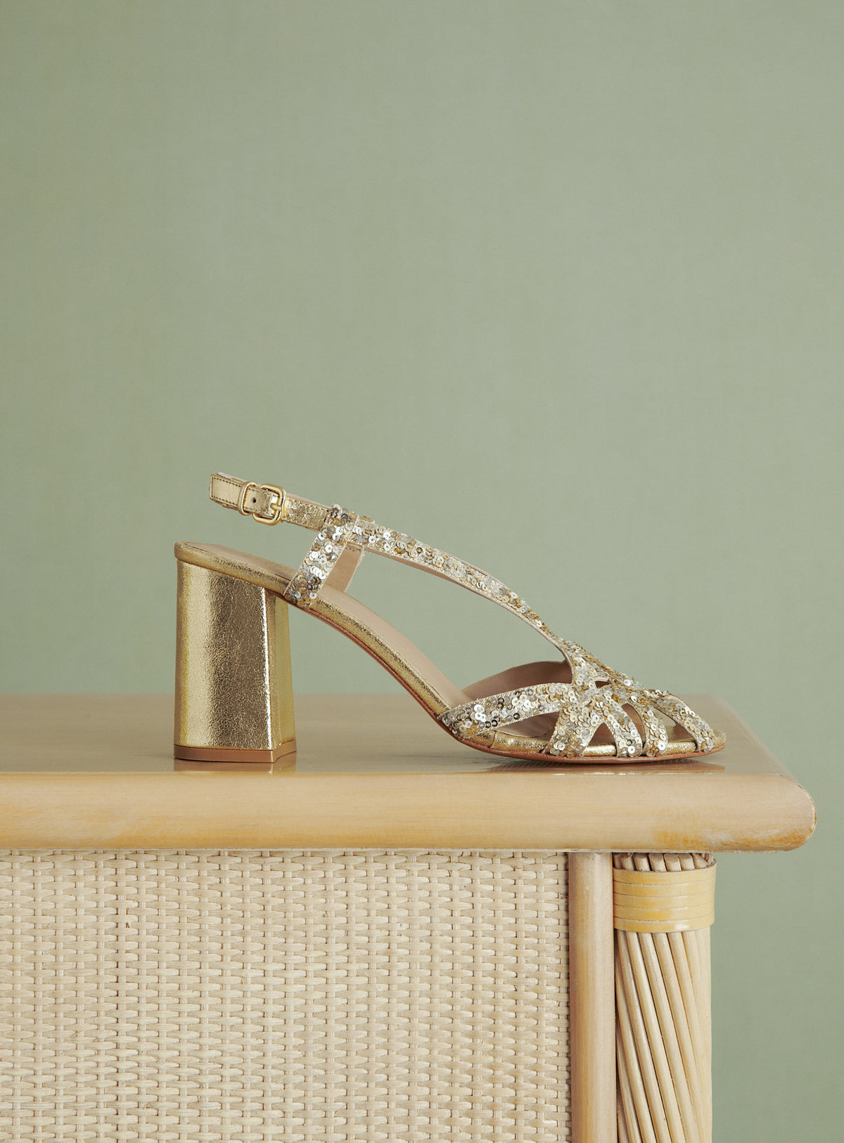 Sandalias con corona de lentejuelas - Oro/Plata