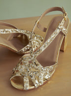 Sandalias con corona de lentejuelas - Oro/Plata