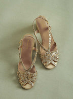 Sandalias con corona de lentejuelas - Oro/Plata