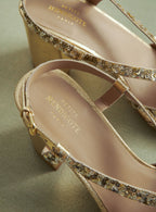 Sandalias con corona de lentejuelas - Oro/Plata