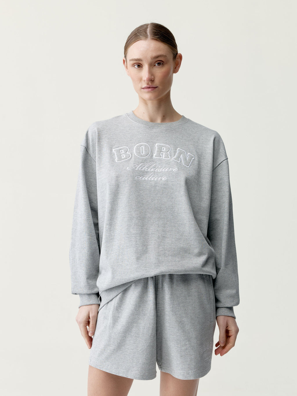 Krótka Bluza - Gris Chiné - Damska