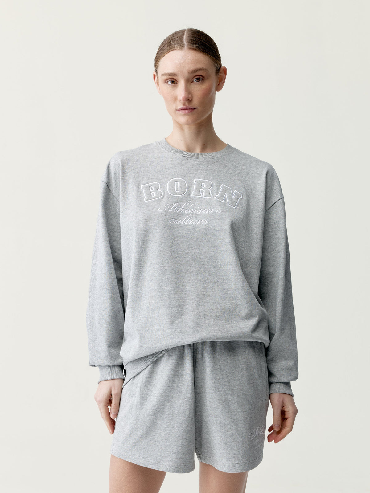 Krótka Bluza - Gris Chiné - Damska