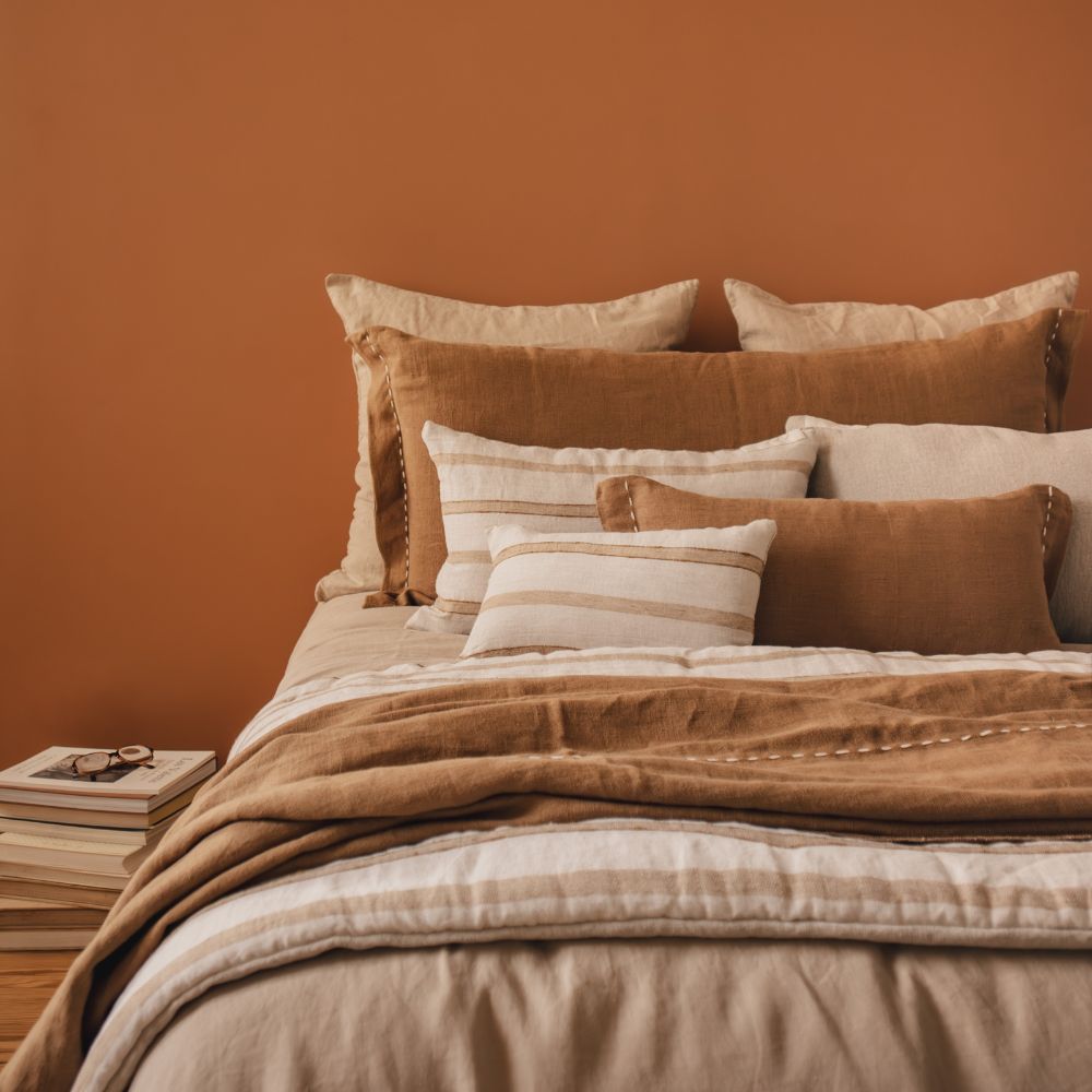 Linen and Cotton Cushion Cover - Orange