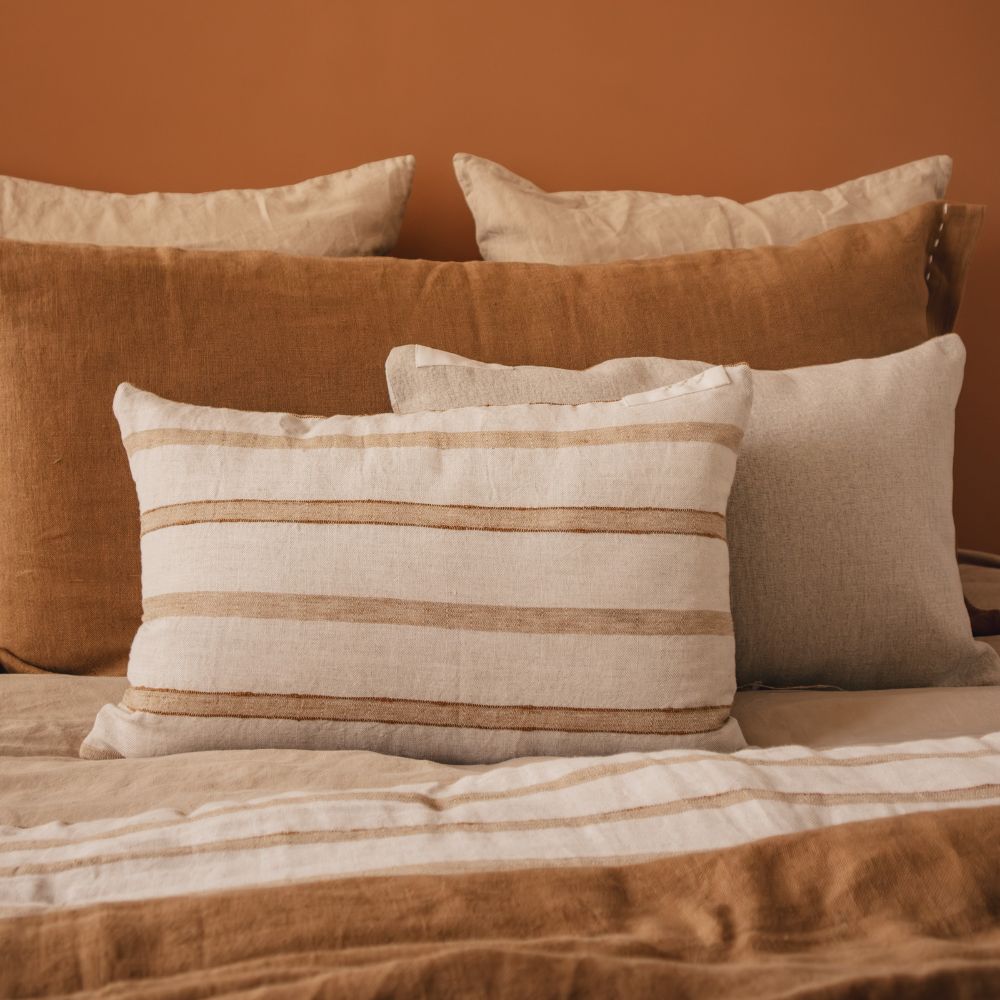 Linen and Cotton Cushion Cover - Orange