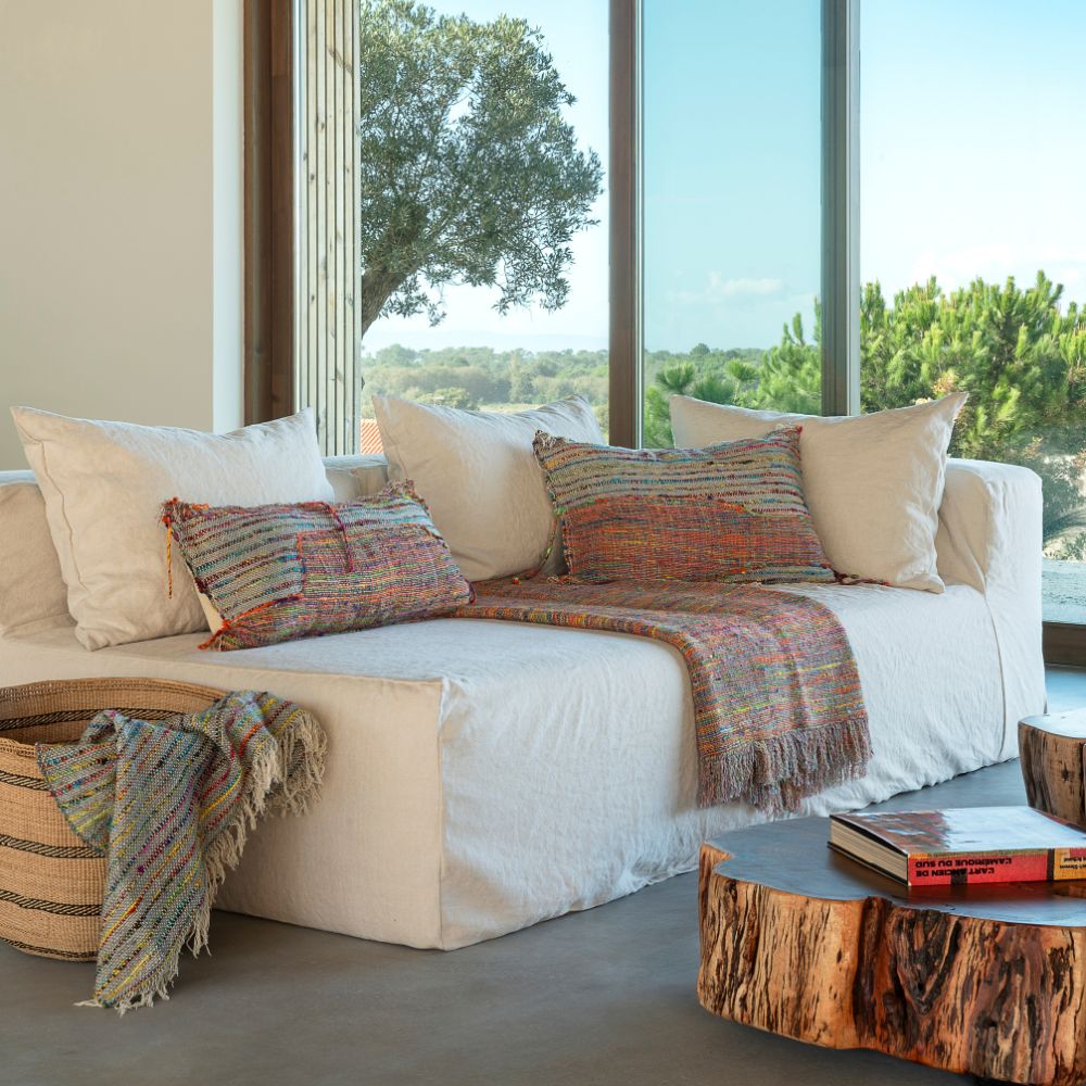 Housse De Coussin Multicolore À Tissage Manuel Covertonka - Brazil