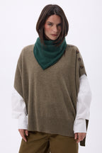 Echarpe Bandana Triange Uni Cozy - Vert Bouteille - Femme - 100% Cachemire