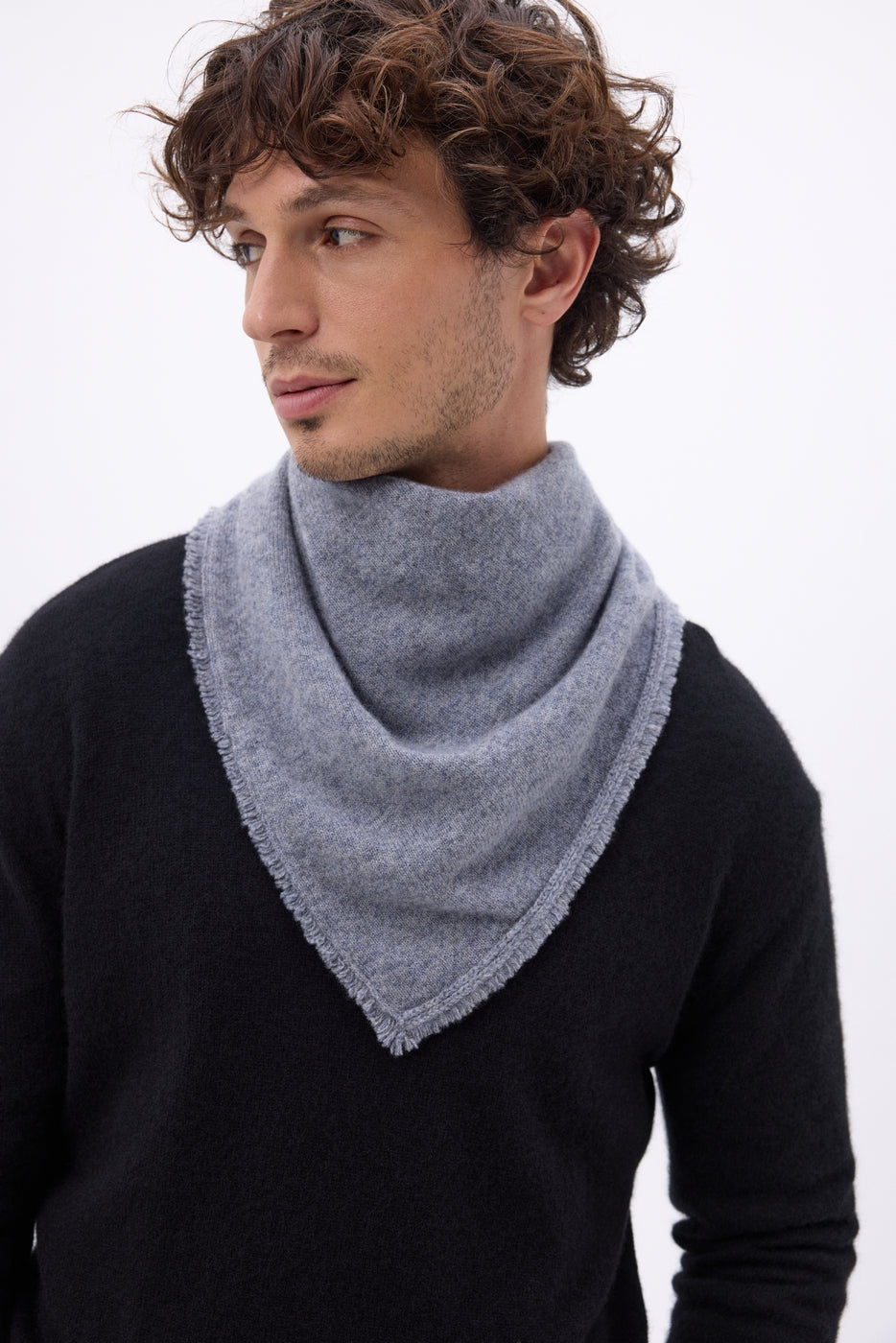 Bufanda bandana triangular lisa Cozy - Gris oscuro - Hombre