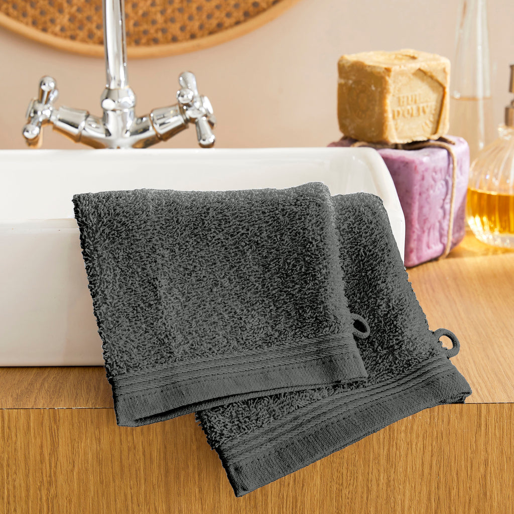 Lot De 2 Gants De Toilette "Spa" - 100% Coton - Ardoise