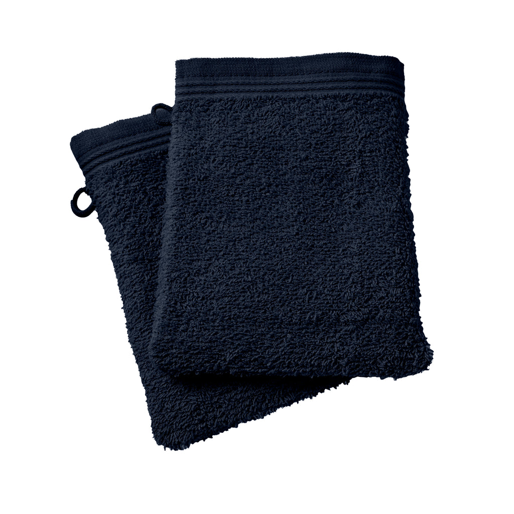 Lot De 2 Gants De Toilette "Spa" - 100% Coton - Bleu Nuit