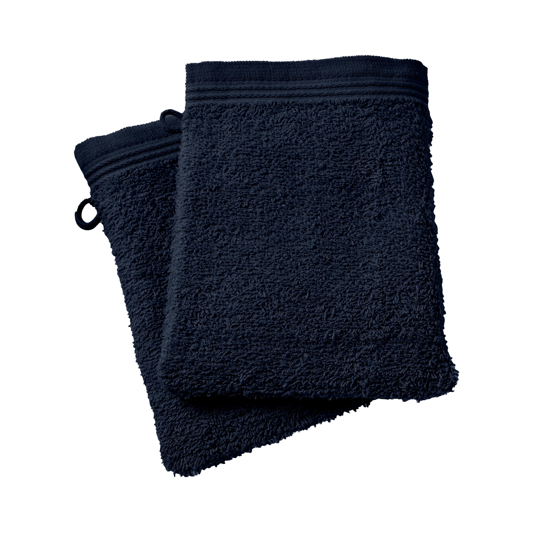 Lot De 2 Gants De Toilette "Spa" - 100% Coton - Bleu Nuit