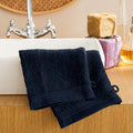 Lot De 2 Gants De Toilette "Spa" - 100% Coton - Bleu Nuit