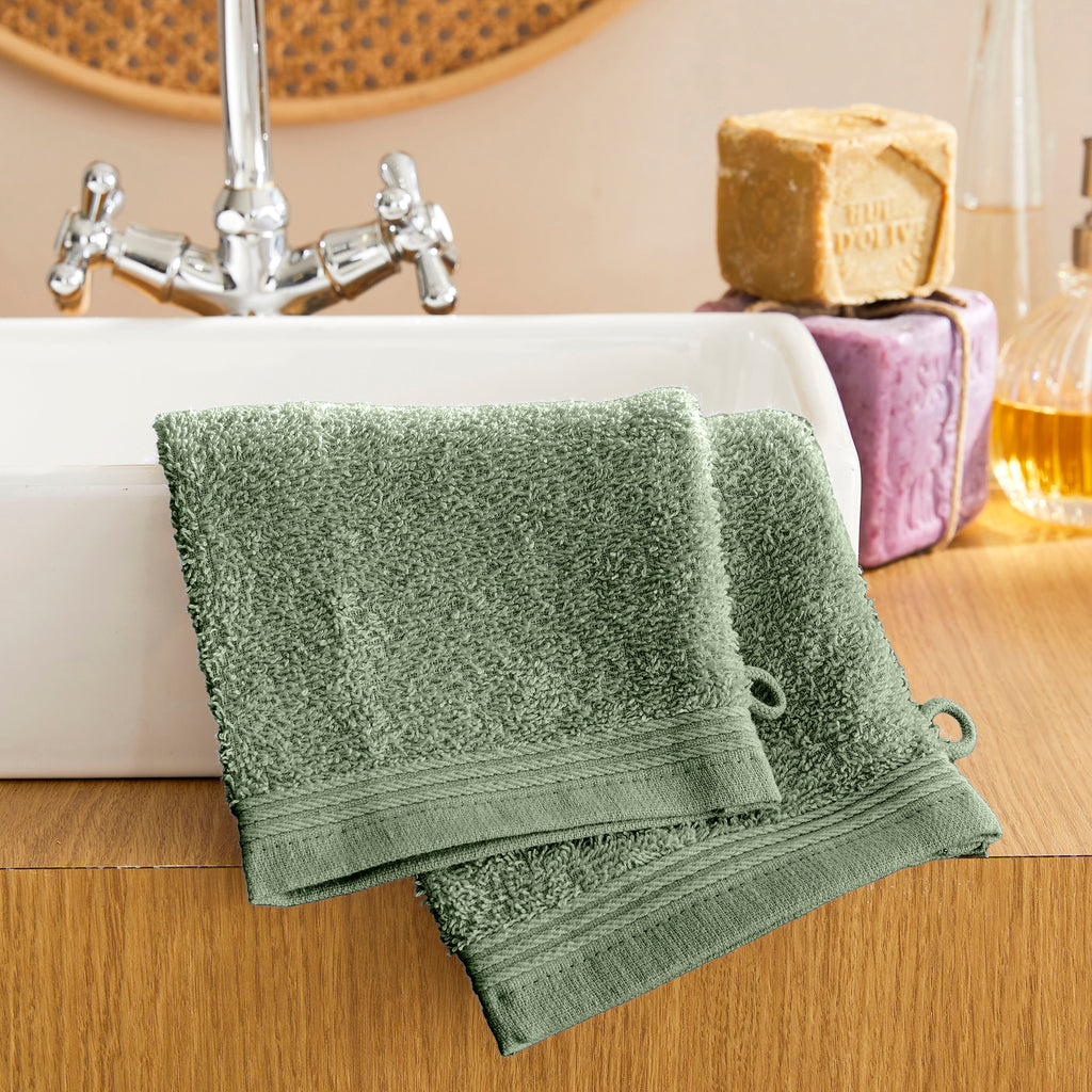 Set of 2 "Spa" Washcloths - 100% Cotton - Rosemary
