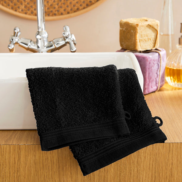 Set of 2 "Spa" Washcloths - 100% Cotton - Truffle