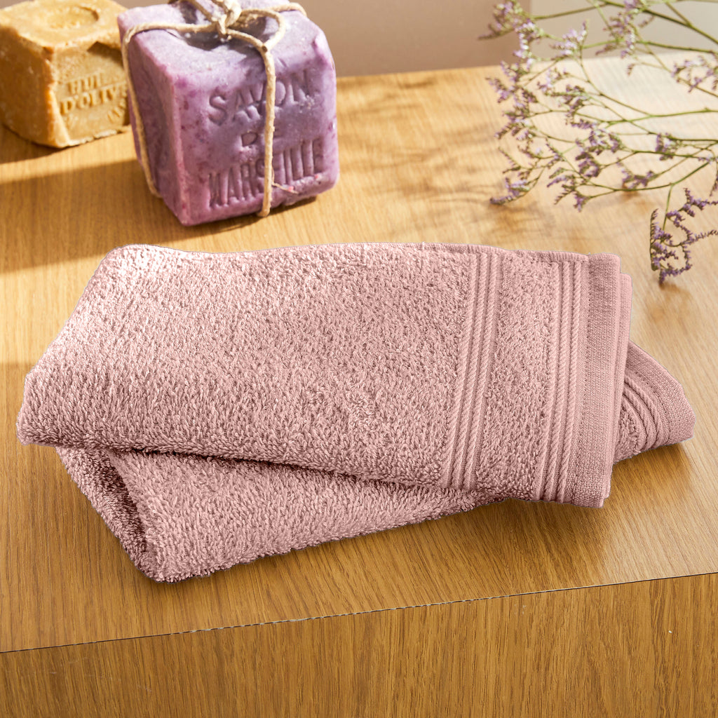 "Spa" Guest Towels - 100% Cotton - Dusty Pink