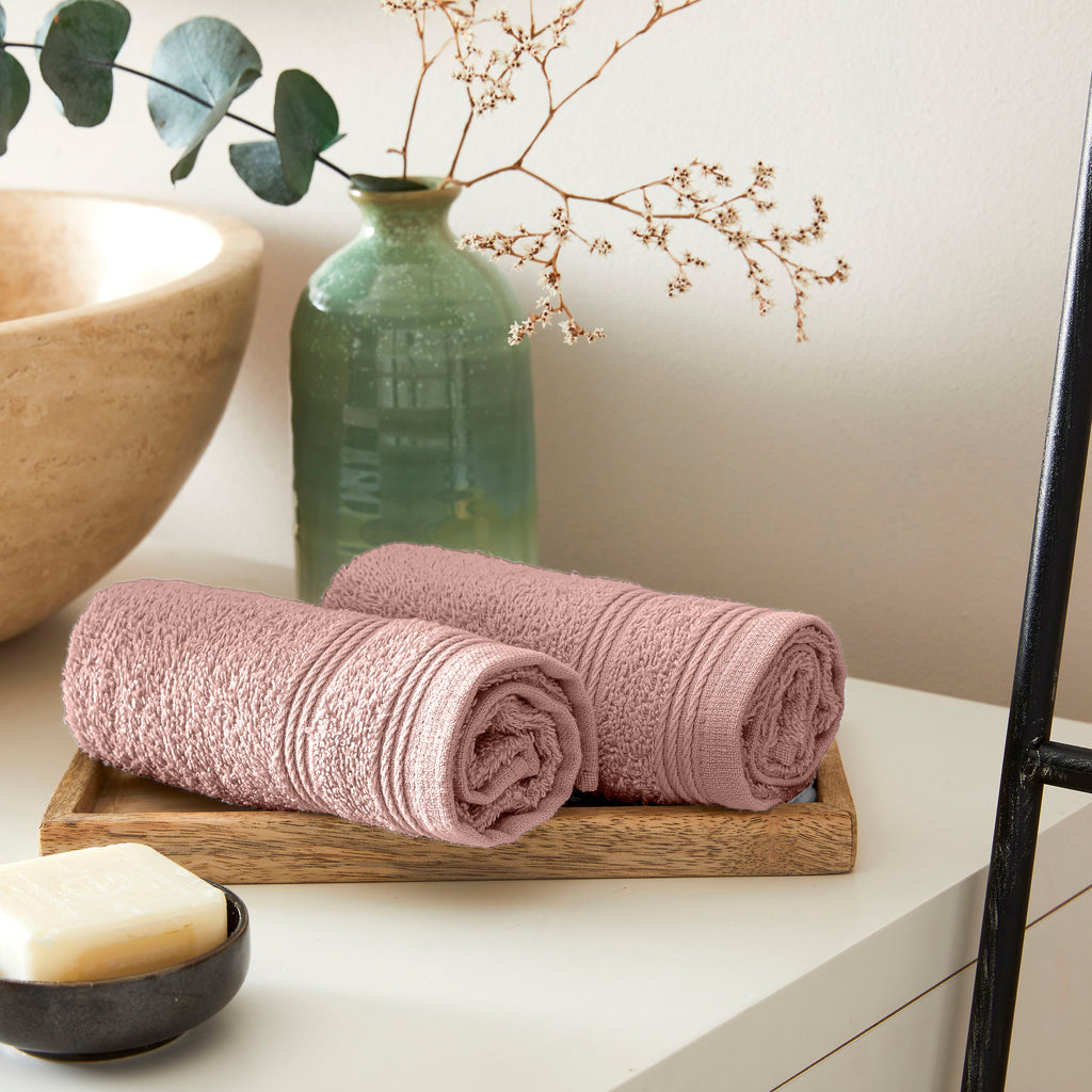 "Spa" Guest Towels - 100% Cotton - Dusty Pink