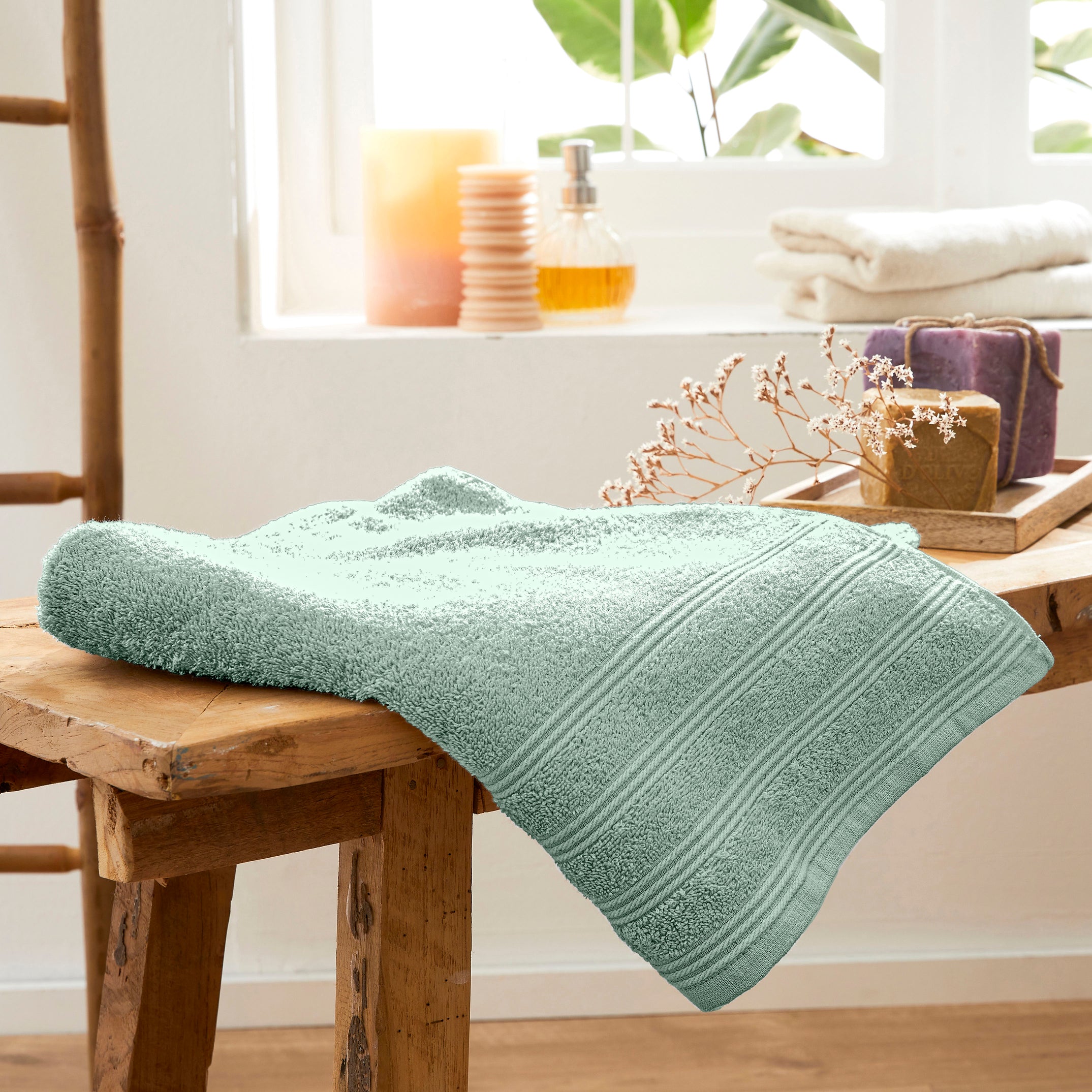 Drap De Douche "Spa" - 100% Coton - Menthe