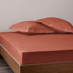 Sábana bajera ajustable - 100% algodón percal - Terracota