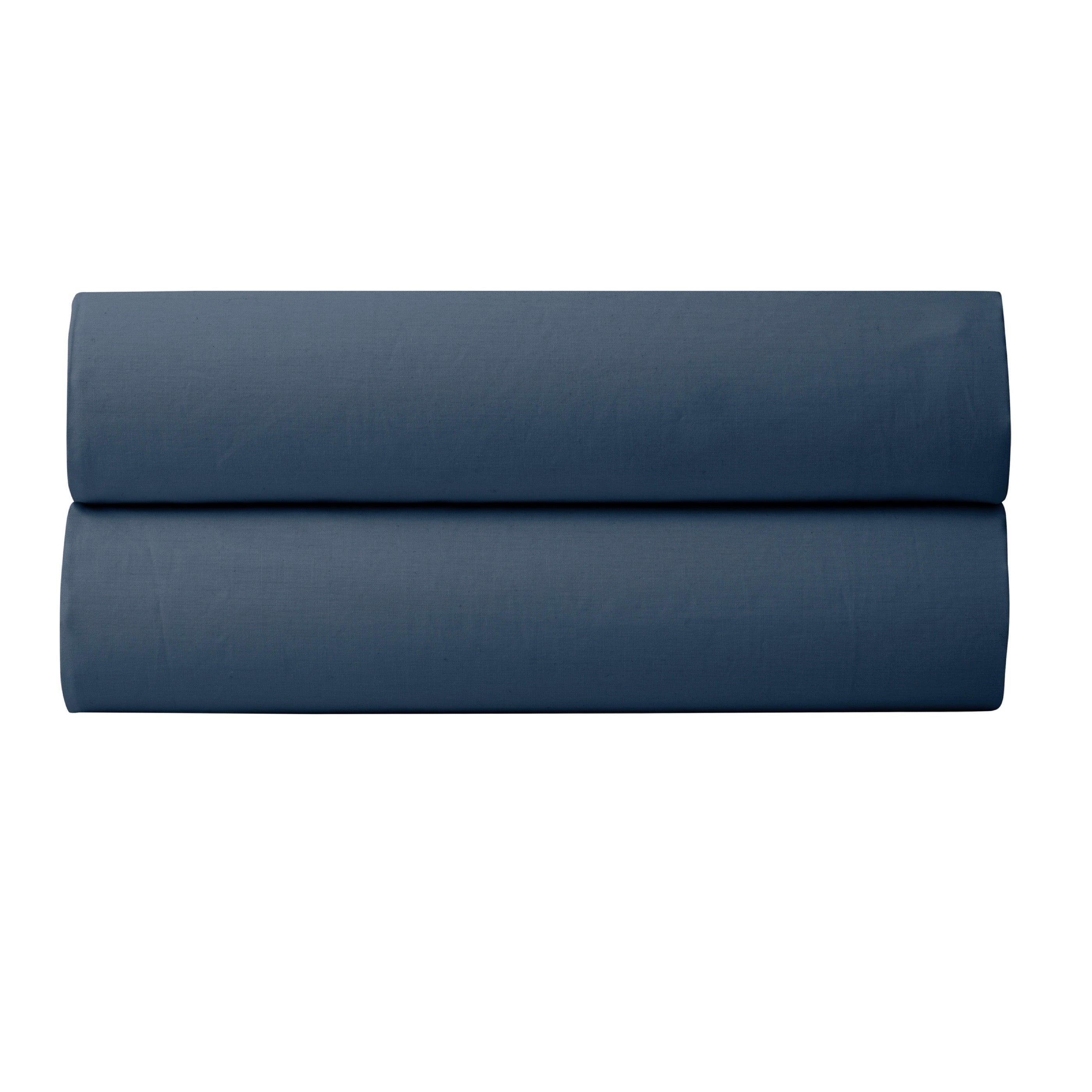 Pure Long Staple Combed Cotton Percale Fitted Sheet - Ink Blue
