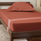 Sábana bajera ajustable - 100% algodón percal - Terracota