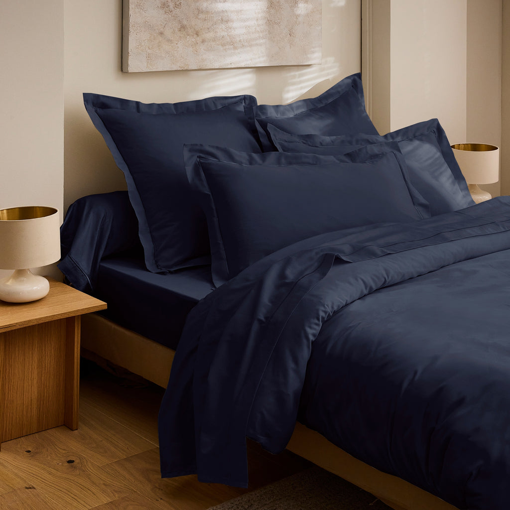 Drap Housse "Prestige" - Satin De Coton - Bleu Velours