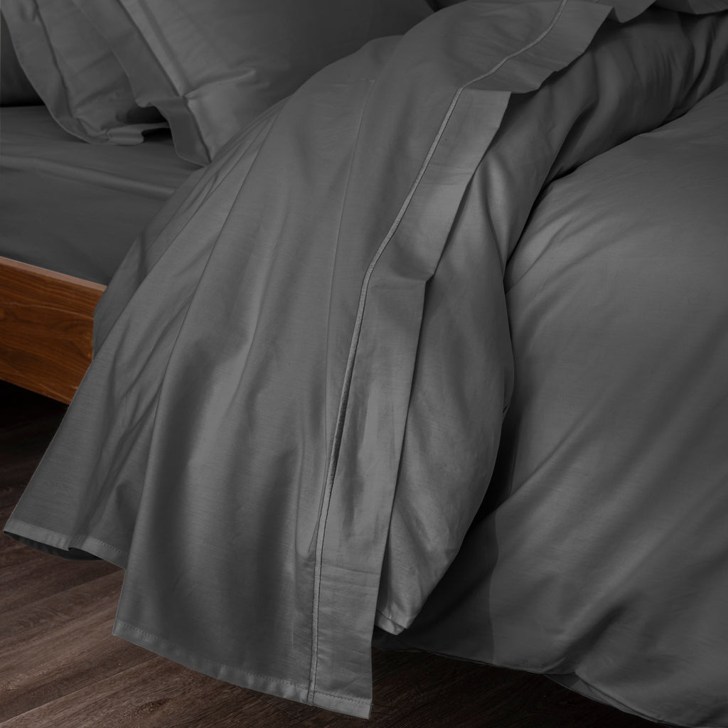 Drap Plat - 100% Percale Coton - Ardoise