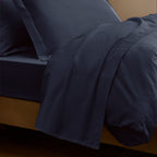 Drap Plat "Prestige" - Satin De Coton - Bleu Velours