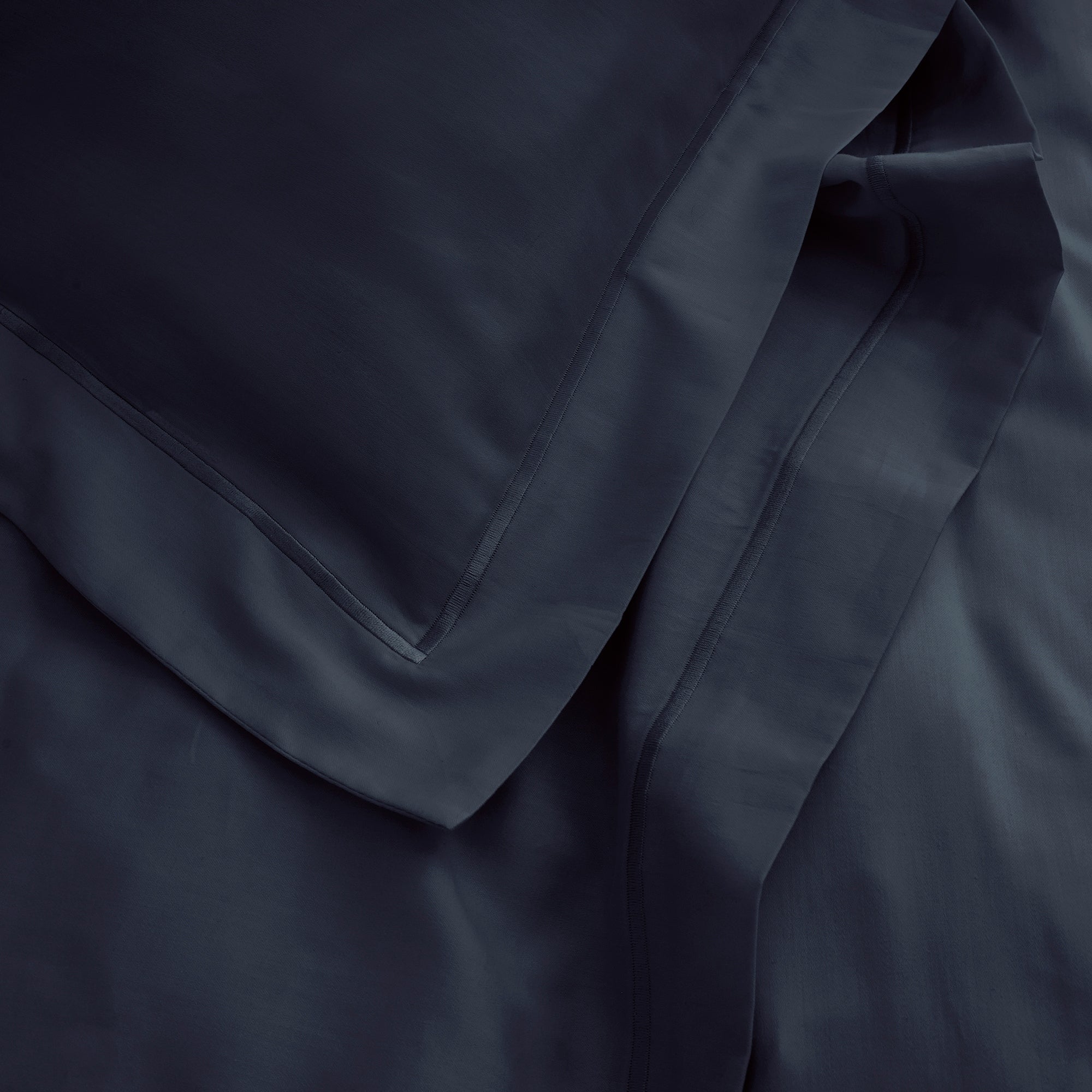 Drap Plat "Prestige" - Satin De Coton - Bleu Velours