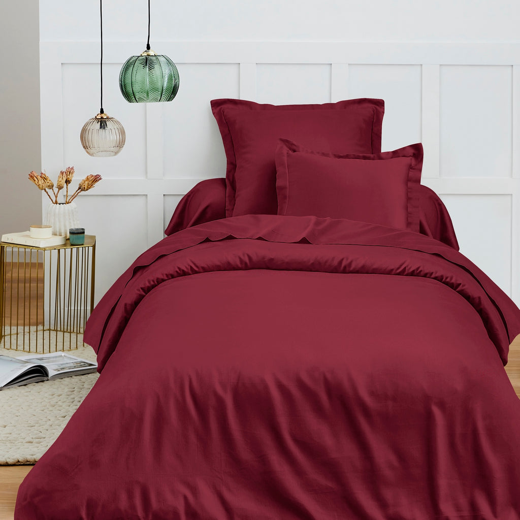 Housse De Couette - 100% Coton - Grenat