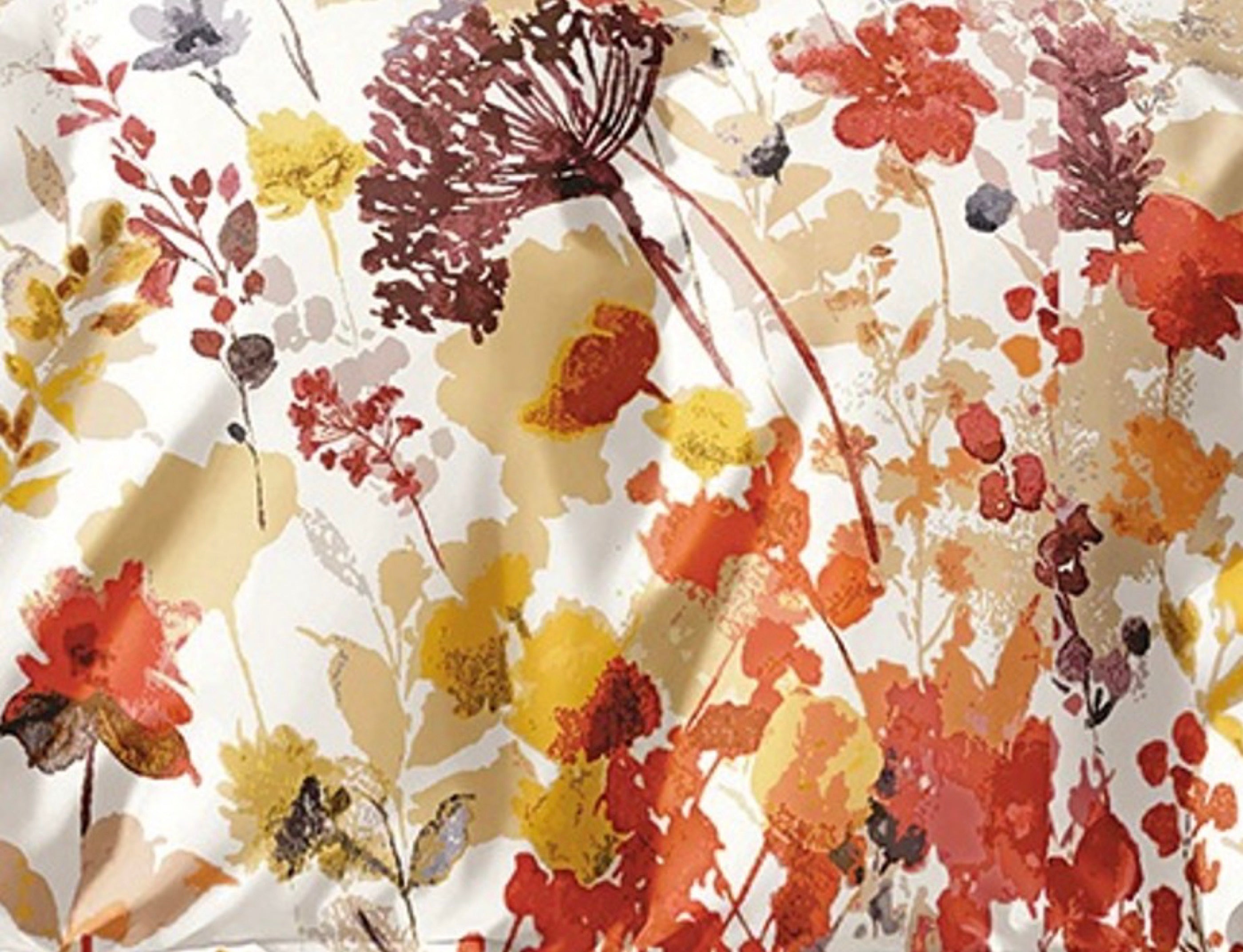 Double-Faced Printed Duvet Set + 2 Flat Pique Ruffle Pillowcases - 100% Pure Combed Cotton Percale
