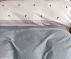 Double-Faced Printed Duvet Set + 2 Flat Pique Ruffle Pillowcases - 100% Pure Combed Cotton Percale