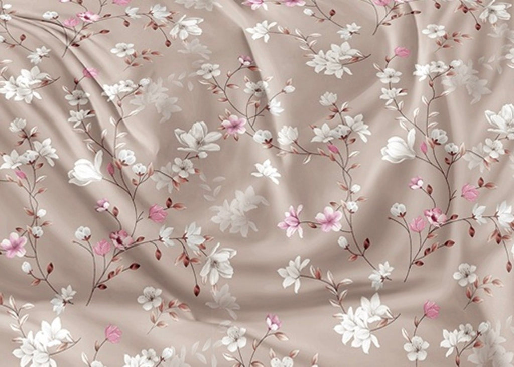 Parure De Couette Imprimé Double Face + 2 Taies D'Oreiller Volant Plat Piqué - 100% Percale Pur Coton Peigné
