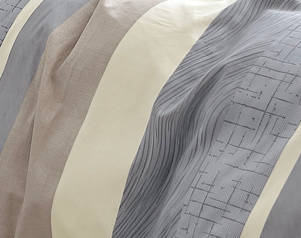 Double-Faced Printed Duvet Set + 2 Flat Pique Ruffle Pillowcases - 100% Pure Combed Cotton Percale