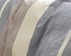 Double-Faced Printed Duvet Set + 2 Flat Pique Ruffle Pillowcases - 100% Pure Combed Cotton Percale