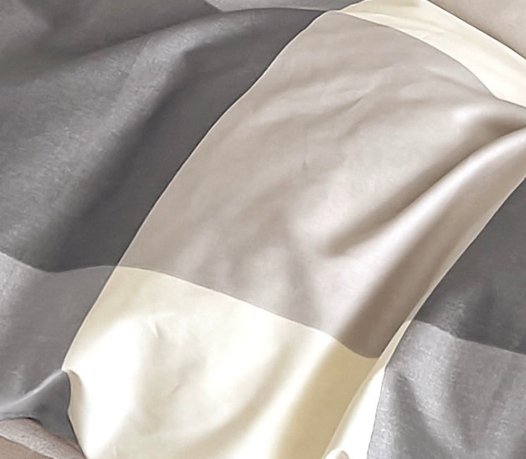 Double-Faced Printed Duvet Set + 2 Flat Pique Ruffle Pillowcases - 100% Pure Combed Cotton Percale