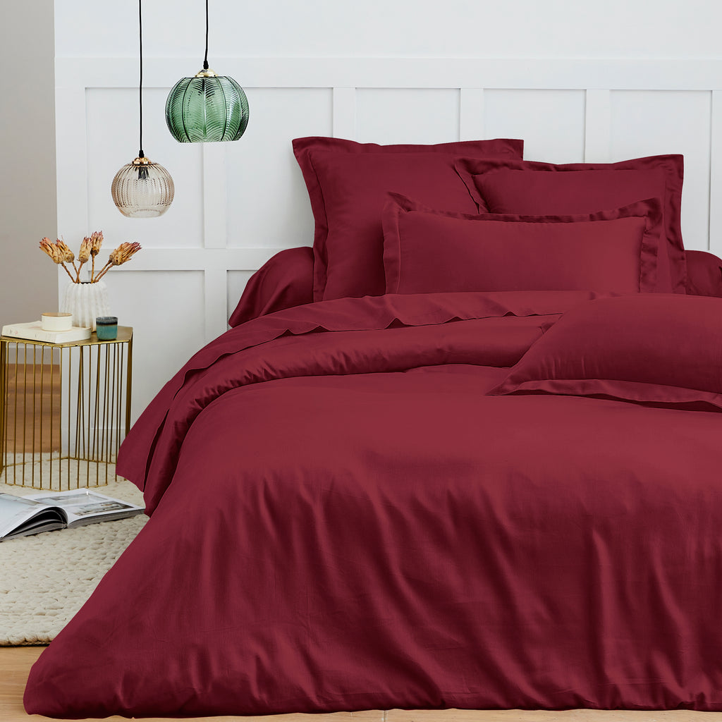 Housse De Couette - 100% Coton - Grenat