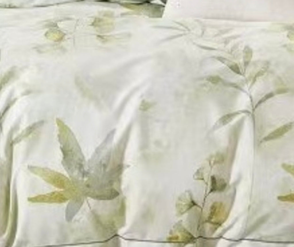 Juego de Edredón Estampado Doble Cara + 2 Fundas de Almohada con Volantes Planos de Piqué - 100% Puro Algodón Percal Peinado