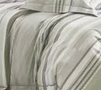 Juego de Edredón Estampado Doble Cara + 2 Fundas de Almohada con Volantes Planos de Piqué - 100% Puro Algodón Percal Peinado