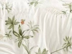 Double-Faced Printed Duvet Set + 2 Flat Pique Ruffle Pillowcases - 100% Pure Combed Cotton Percale