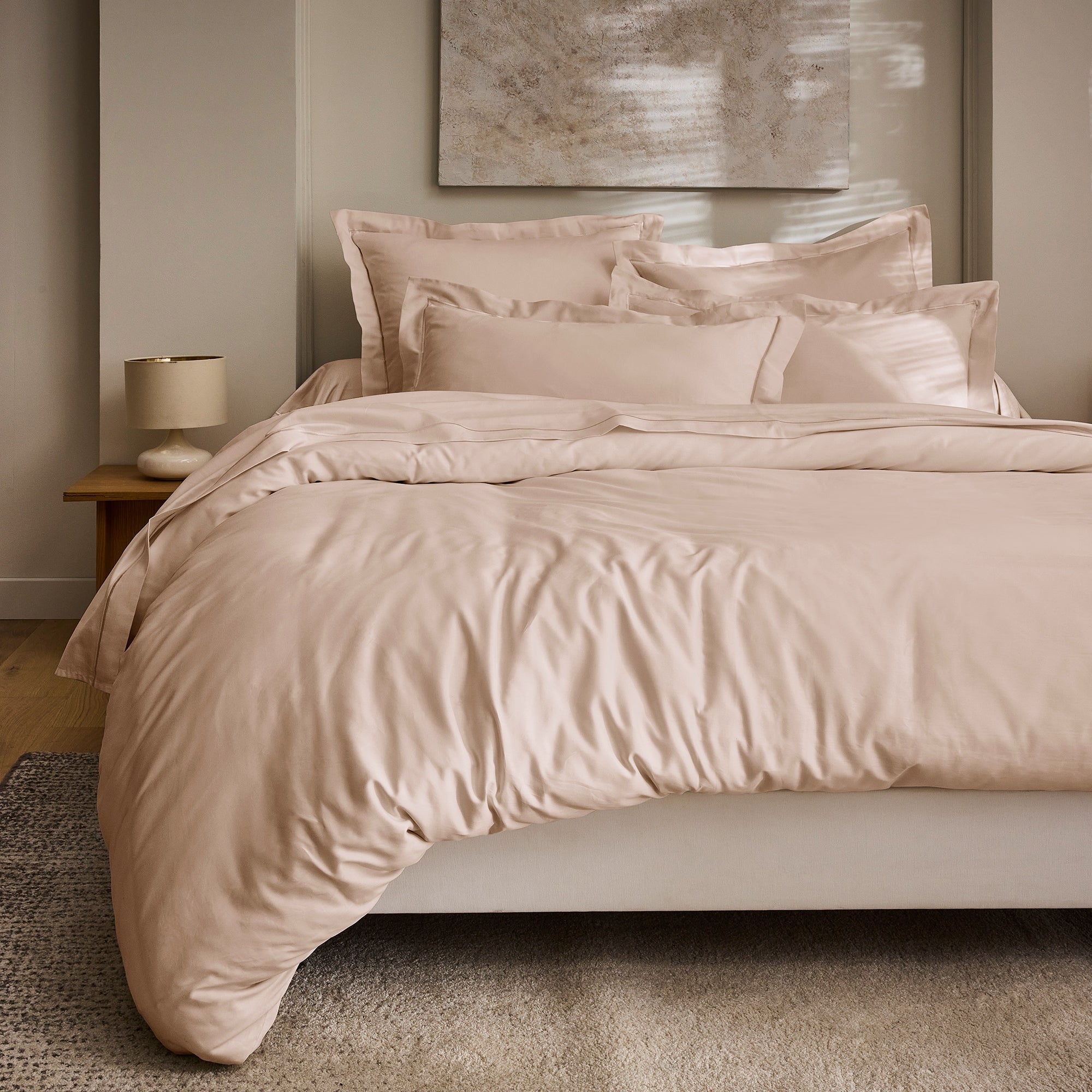 Housse De Couette "Prestige" - Satin De Coton - Rose Blush