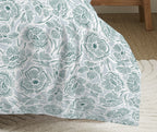 Pack Completo Estampado (Funda Nórdica + Funda(s) De Almohada + Sábana Bajera) - 100% Algodón 57 Hilos - Agathe Celadon