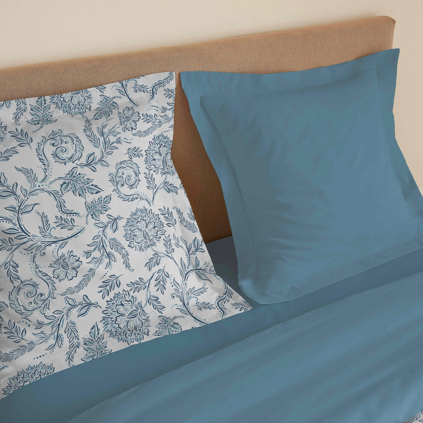 Juego de Sábanas para Cama 4 Piezas - 100% Algodón - Azul Salma