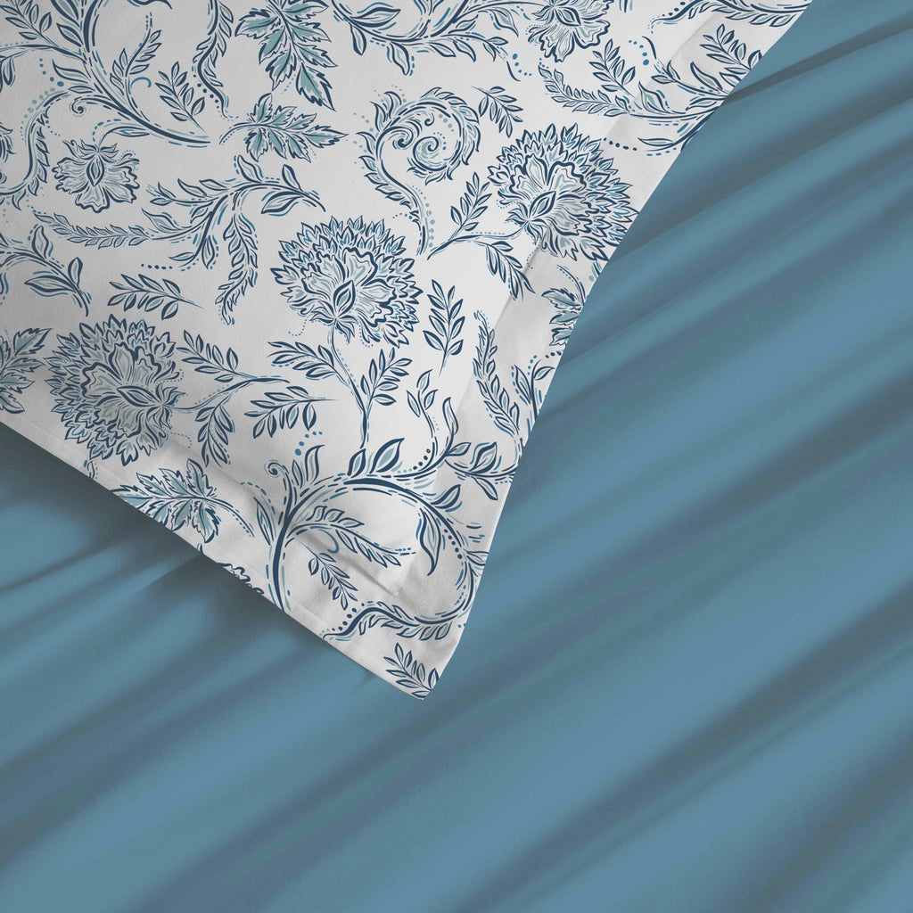 Juego de Sábanas para Cama 4 Piezas - 100% Algodón - Azul Salma