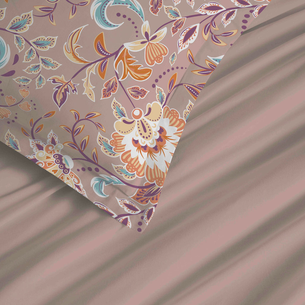 4 Piece Sheet Set for Large Size Bed - 100% Cotton - Bergamo Nude