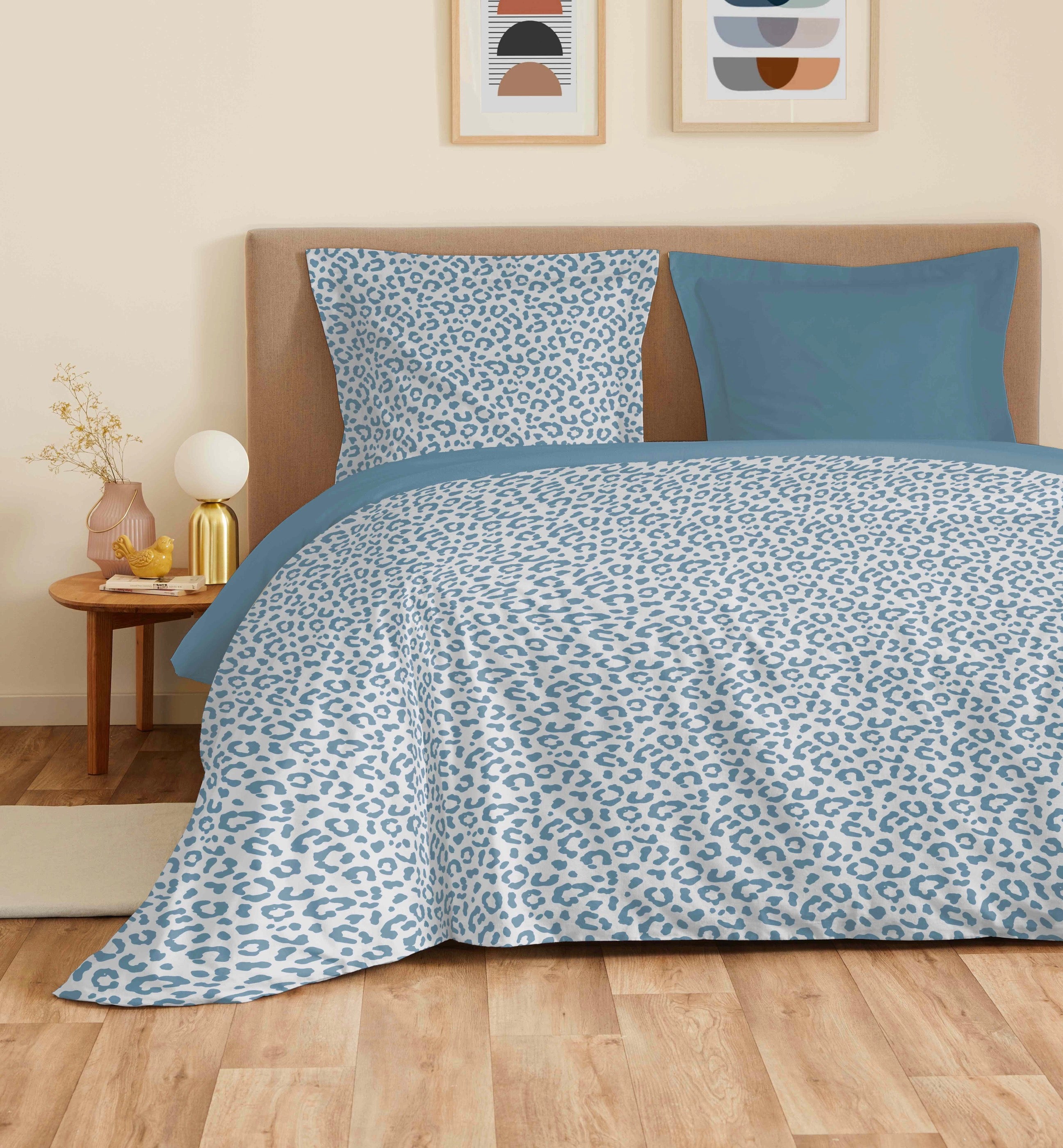Parure De Draps 4 Pièces Pour Lit Grande Largeur - 100% Coton - Diana Bleu