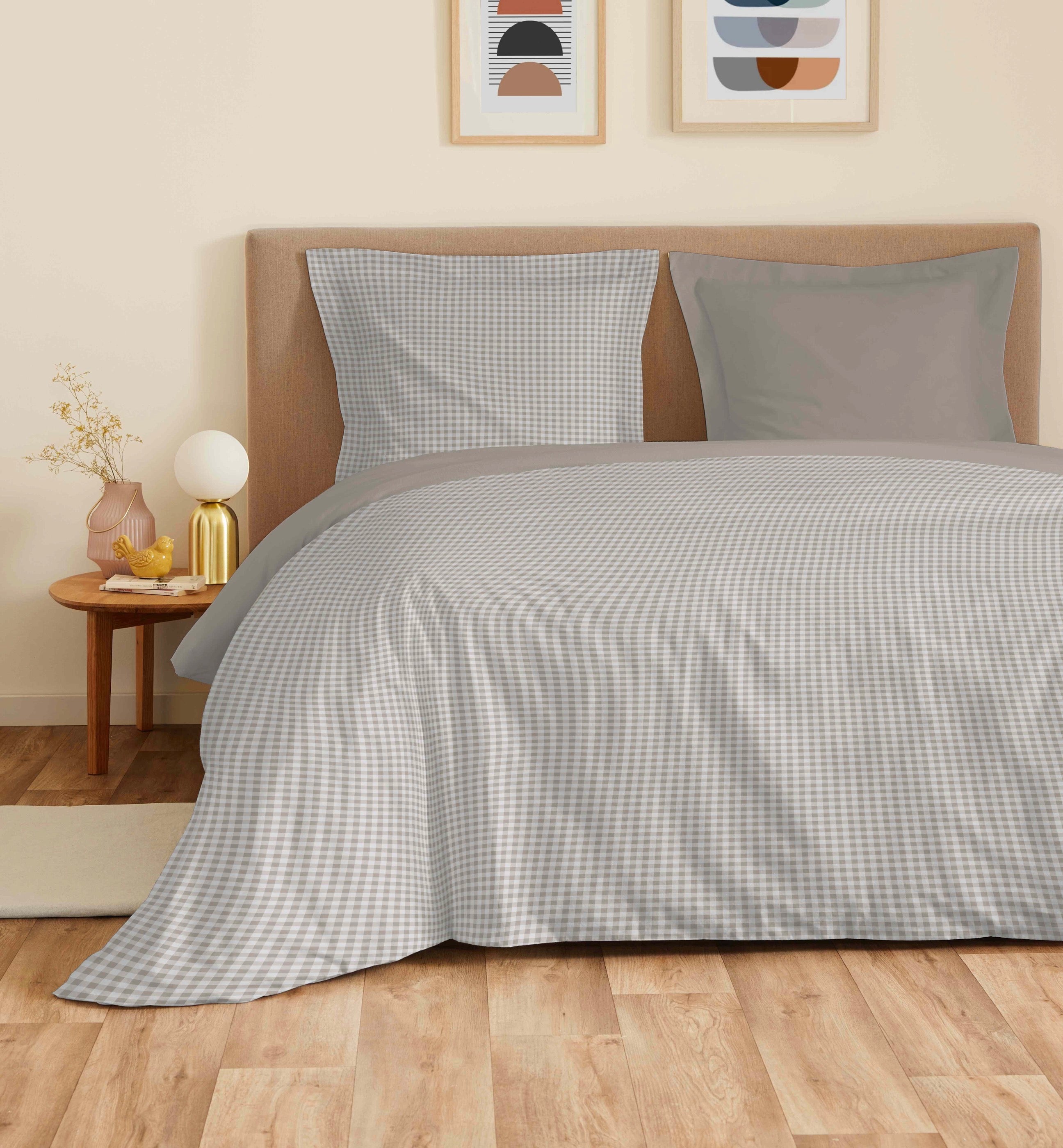 Parure De Draps 4 Pièces Pour Lit Grande Largeur - 100% Coton - Gabrielle Naturel