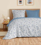 Parure De Draps 4 Pièces Pour Lit Grande Largeur - 100% Coton - Louise Bleu
