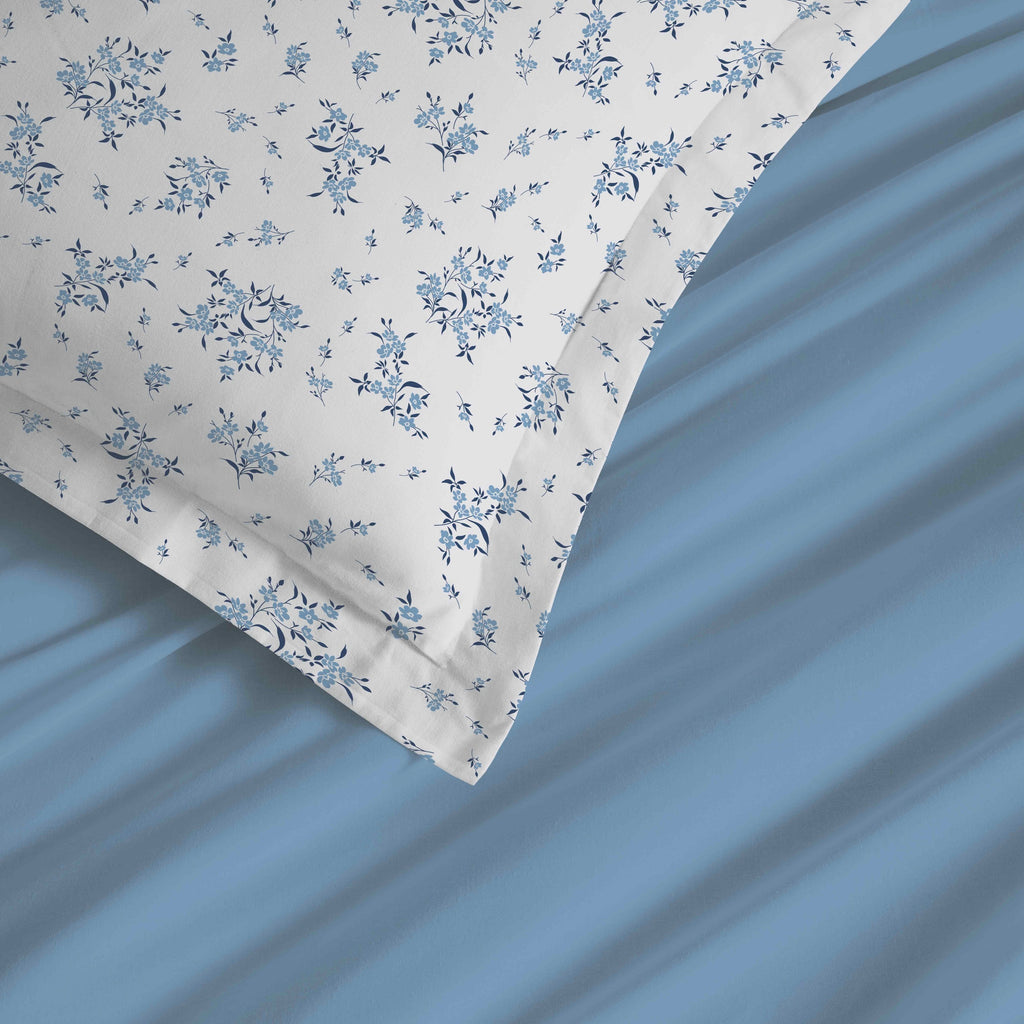 Parure De Draps 4 Pièces Pour Lit Grande Largeur - 100% Coton - Louise Bleu